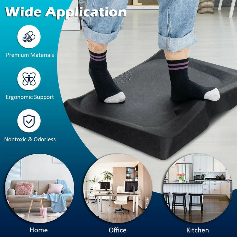 Portable Anti-Fatigue Standing Mat with Massage Point and Diverse Terrain for Office and Home-Black by DirectDeals