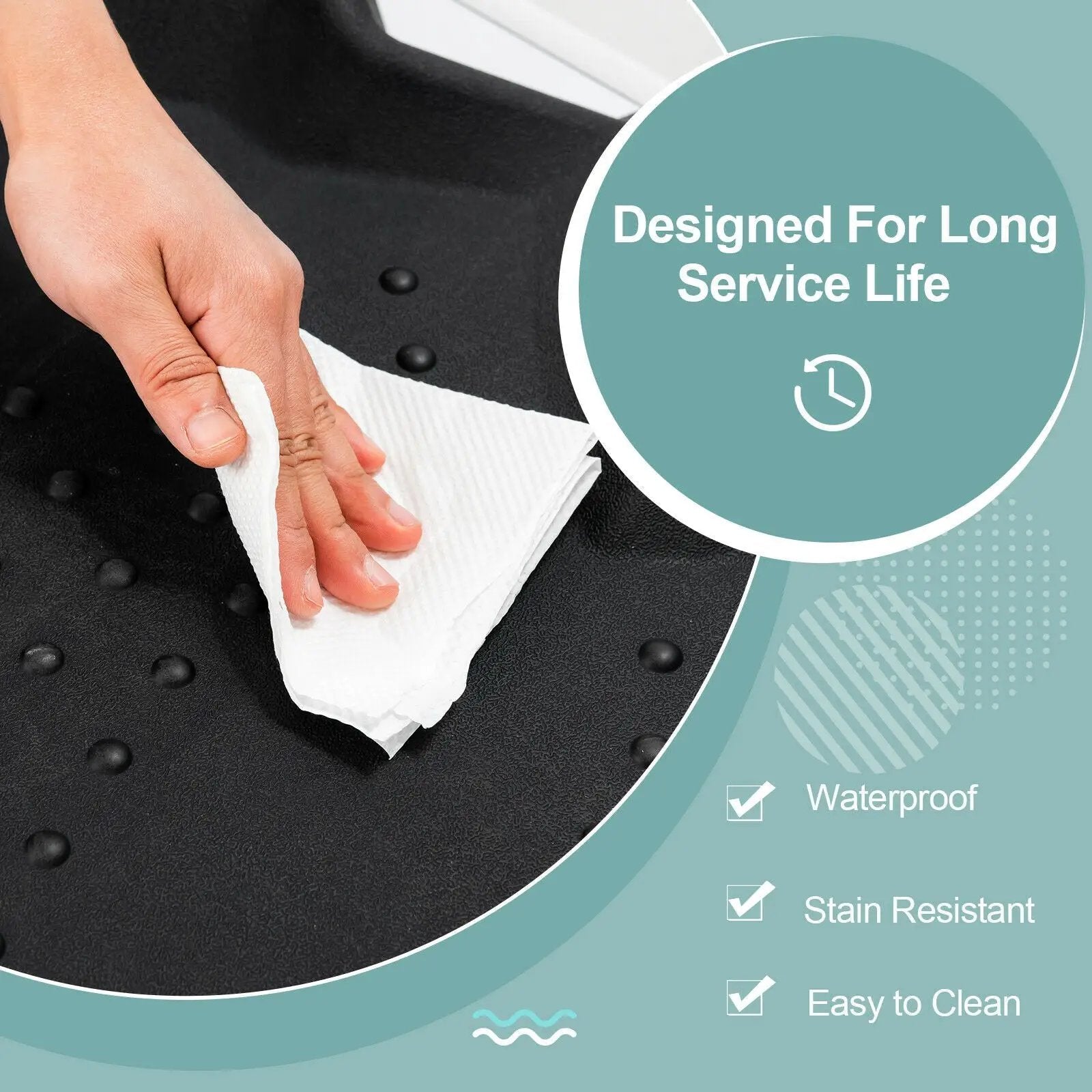 Portable Anti-Fatigue Standing Mat with Massage Points and Diverse Terrain-Black by DirectDeals