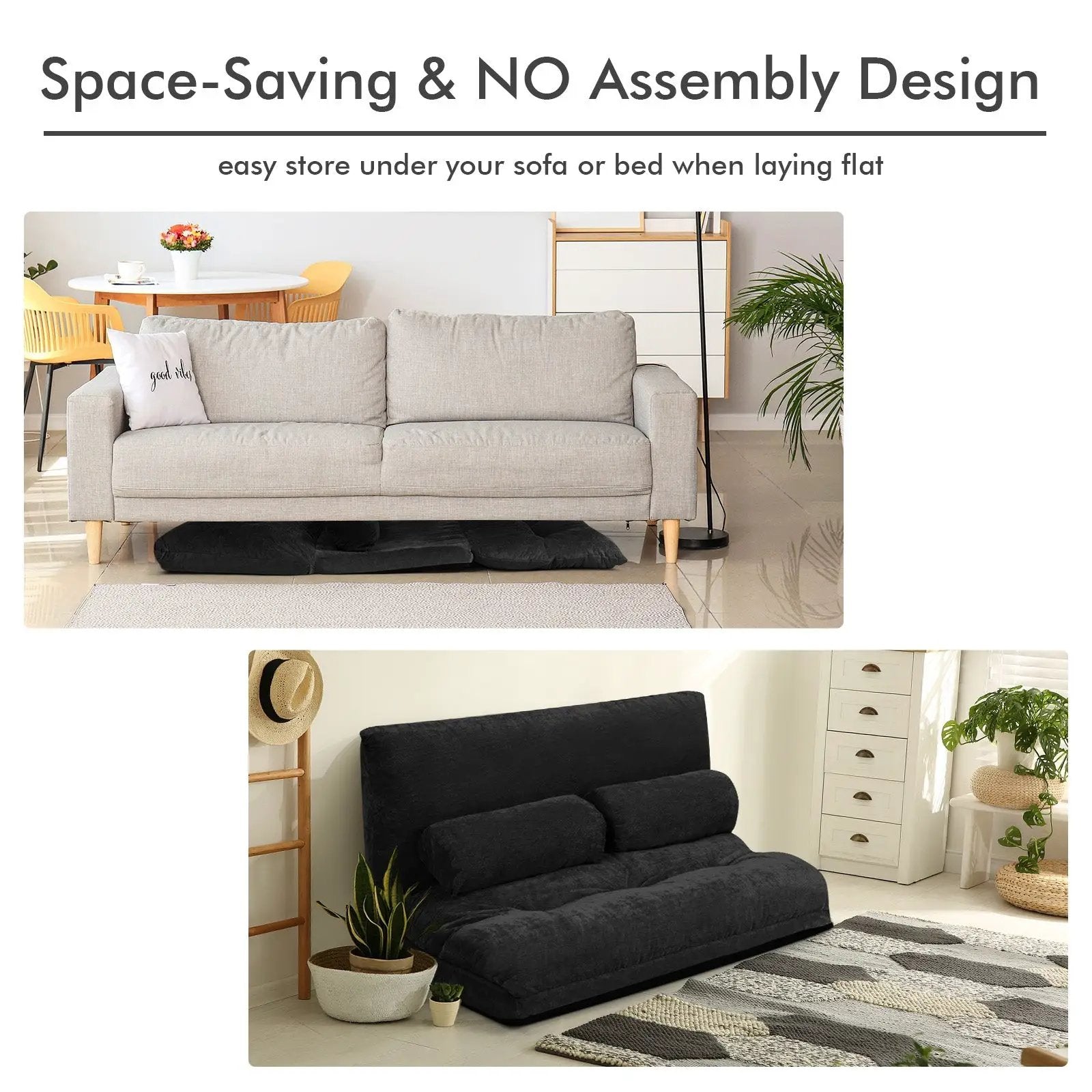 6-Position Adjustable Sleeper Lounge Couch with 2 Pillows by DirectDeals