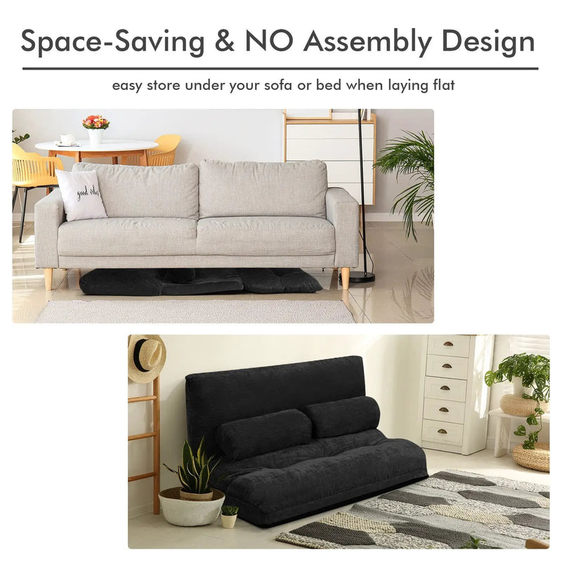 6-Position Adjustable Sleeper Lounge Couch with 2 Pillows by DirectDeals