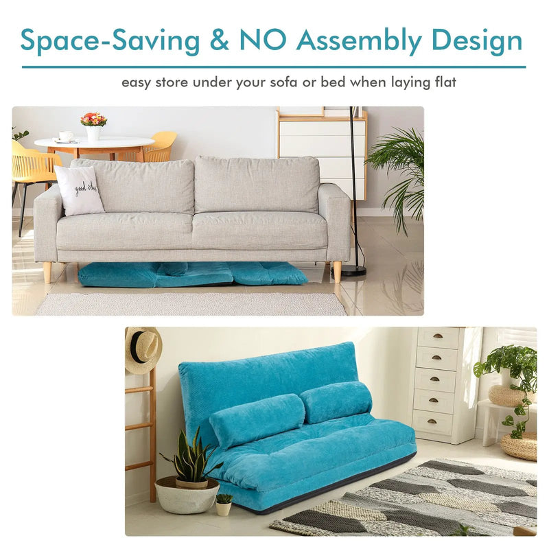 6-Position Adjustable Sleeper Lounge Couch with 2 Pillows by DirectDeals