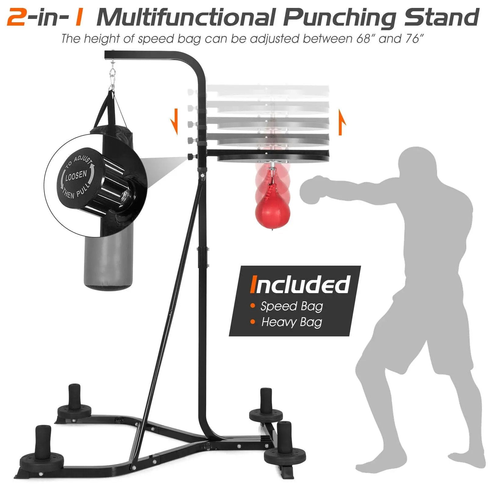 Heavy Duty Boxing Punching Stand With Heavy Bag by DirectDeals