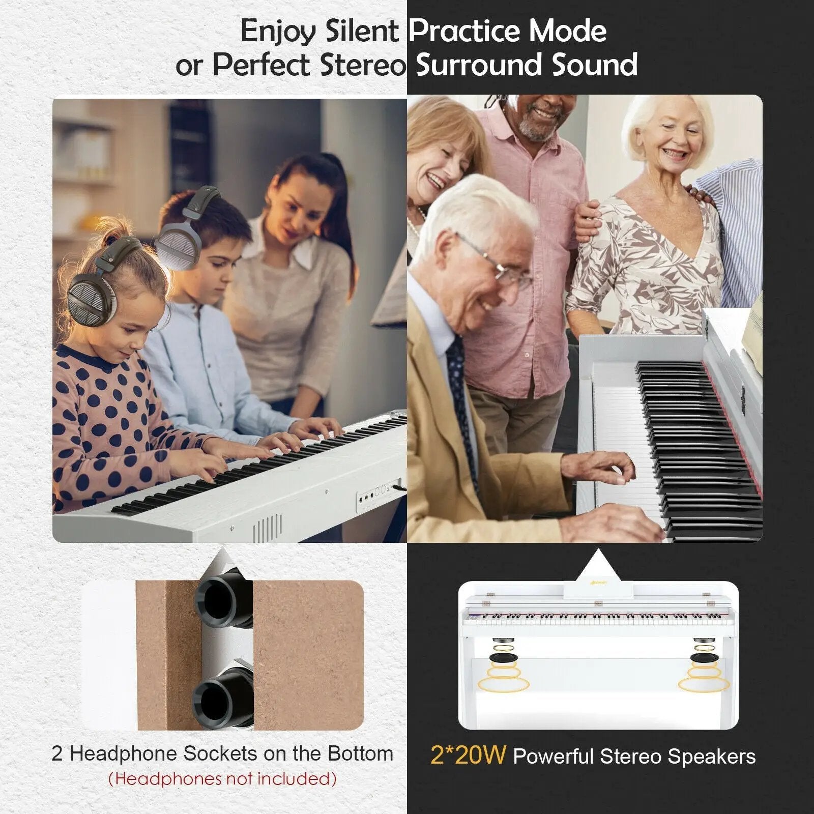 88 Key Full Size Electric Piano Keyboard with Stand 3 Pedals MIDI Function by DirectDeals