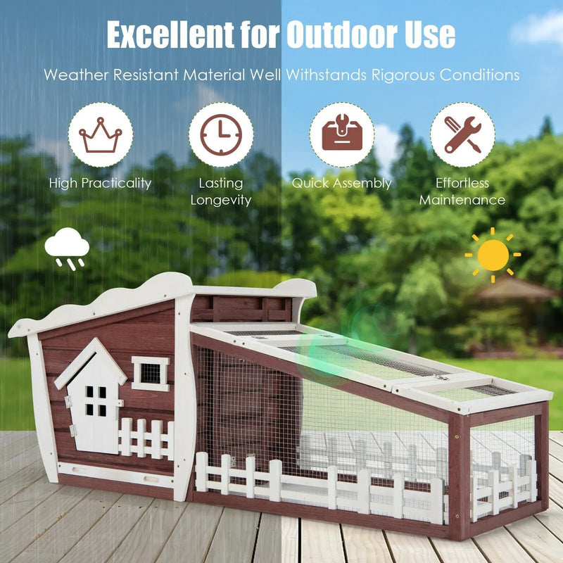 62 Inch Wooden Rabbit Hutch with Pull Out Tray by DirectDeals
