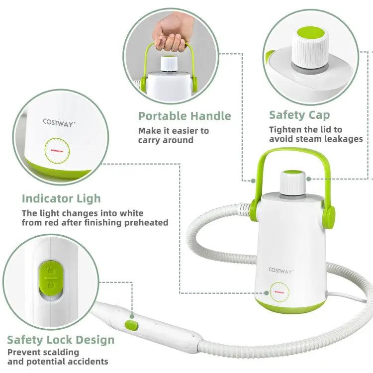1000W Multifunction Portable Hand-held Steam Cleaner with 10 Accessories, photo 7 of 11