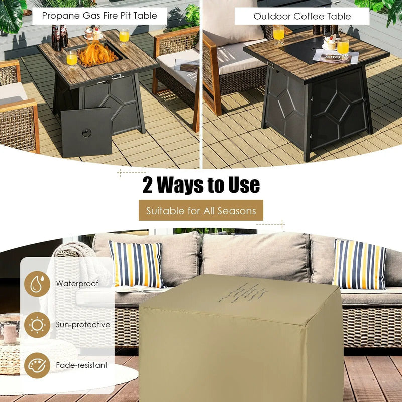 40 000 BTU 28 Inches Propane Gas Fire Pit Table With Cover by DirectDeals