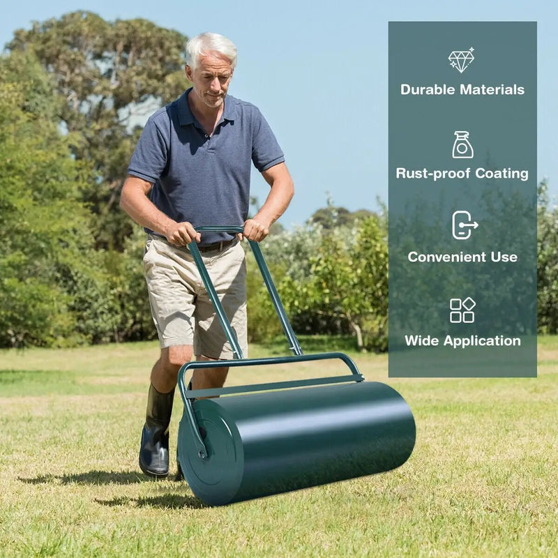 24 x 13 Inch Tow Lawn Roller Water Filled Metal Push Roller by DirectDeals