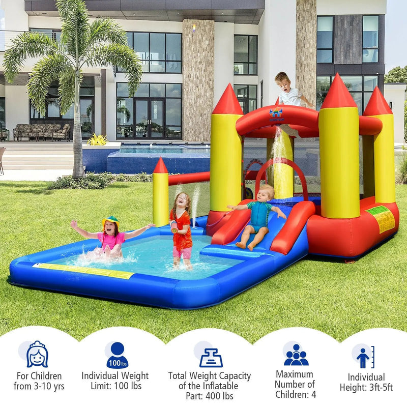 Inflatable Water Slide Castle Kids Bounce House with 480W Blower by DirectDeals