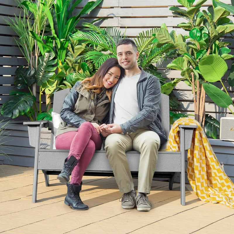 HDPE Patio Adirondack Chair for Porch Garden Backyard-Gray by DirectDeals