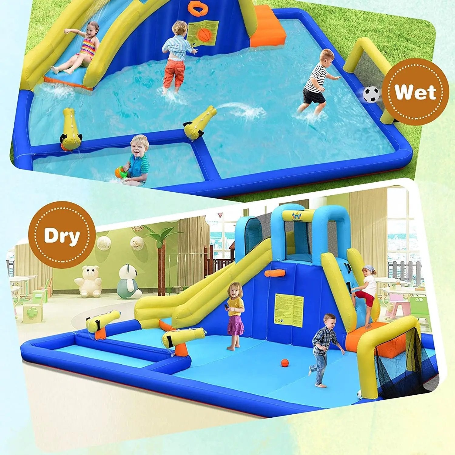 6-in-1 Inflatable Water Slides with Blower for Kids by DirectDeals