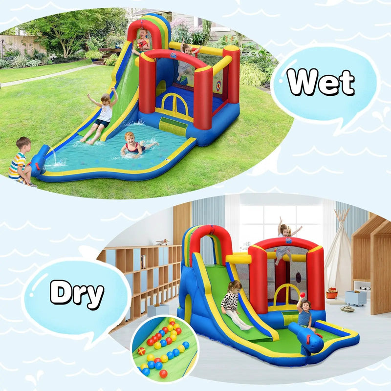 Inflatable Kid Bounce House Slide Climbing Splash Park Pool Jumping Castle Without Blower by DirectDeals