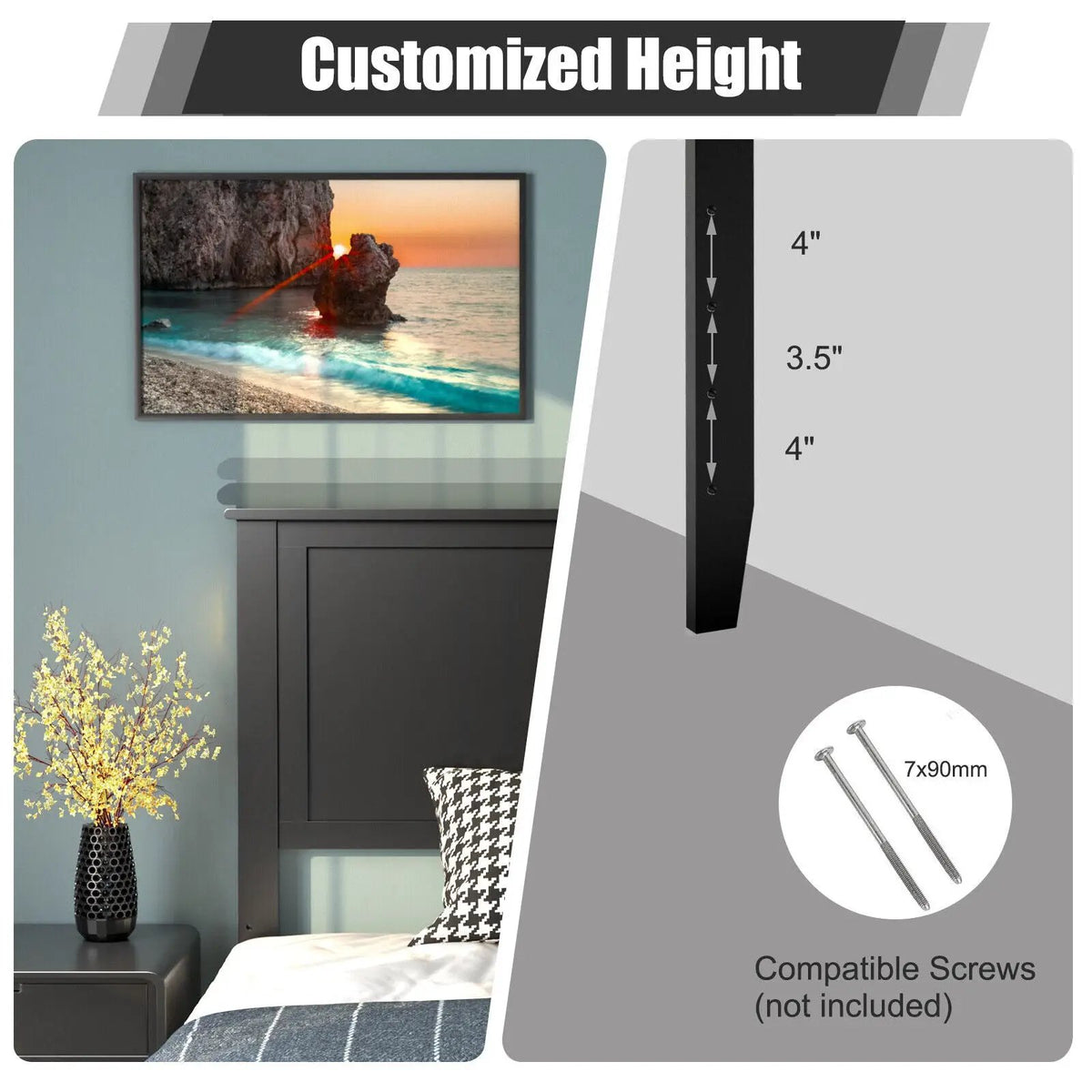 Solid Wood Flat Panel Headboard for Twin-size Bed, photo 17 of 24