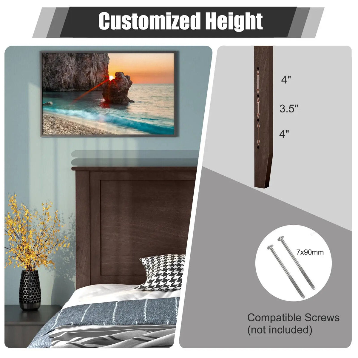 Solid Wood Flat Panel Headboard for Twin-size Bed, photo 16 of 24
