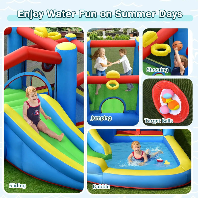 Inflatable Kids Water Slide Bounce Castle with 480W Blower by DirectDeals