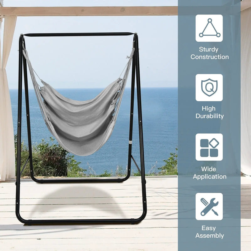 Hanging Padded Hammock Chair with Stand and Heavy Duty Steel by DirectDeals