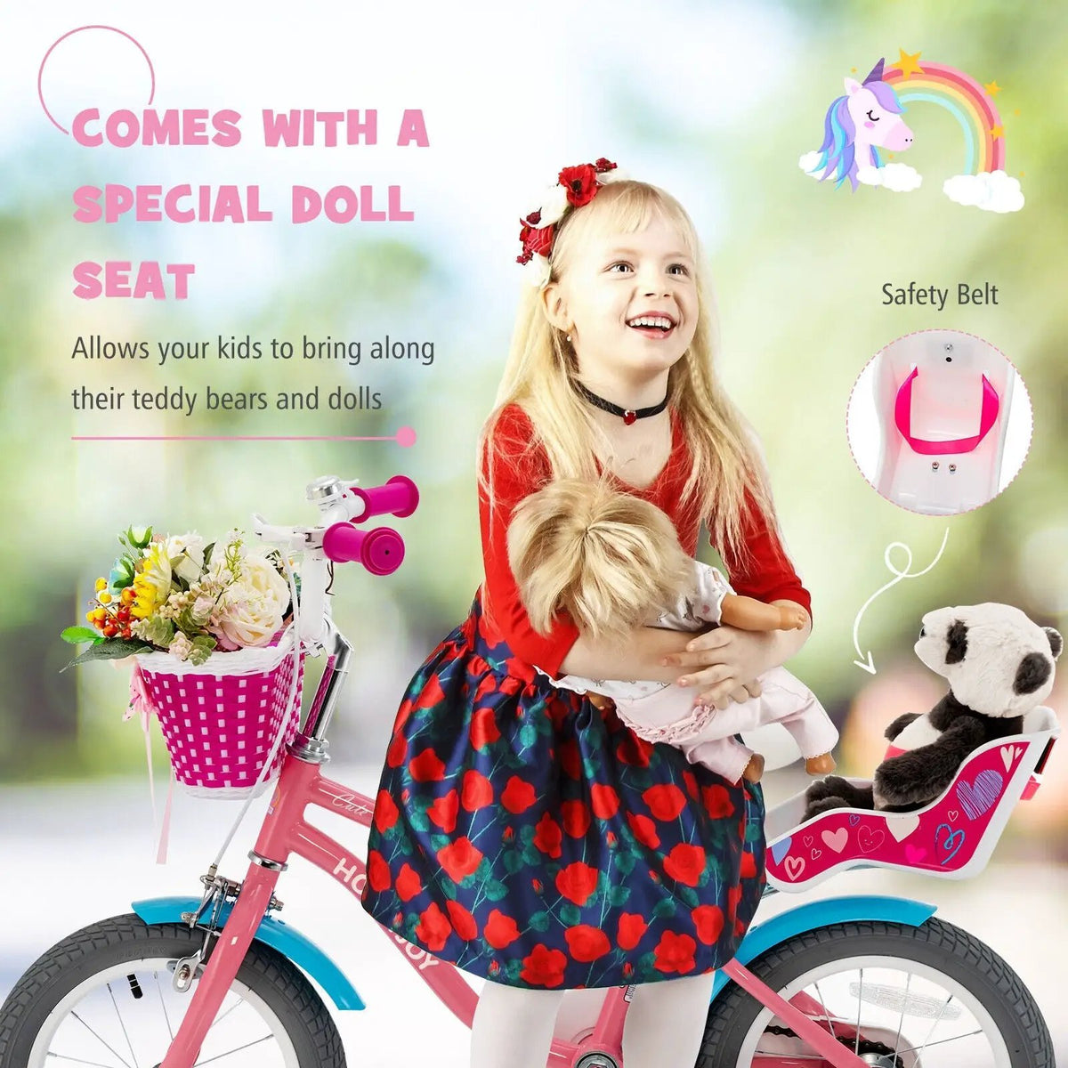 16 Inch Kids Bike with Training Wheels and Storage Basket, photo 6 of 10