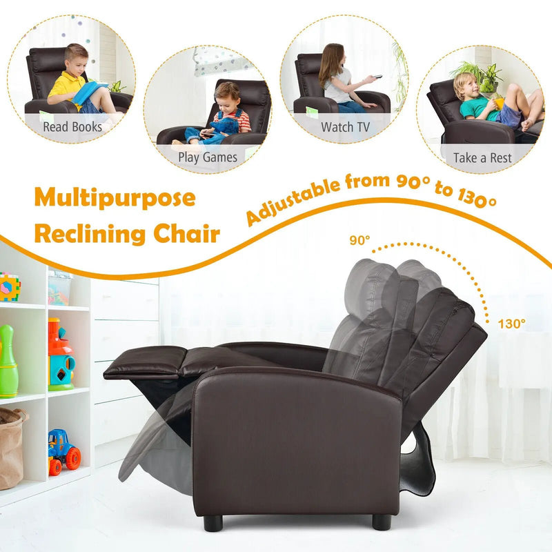 Ergonomic PU Leather Kids Recliner Lounge Sofa for 3-12 Age Group by DirectDeals