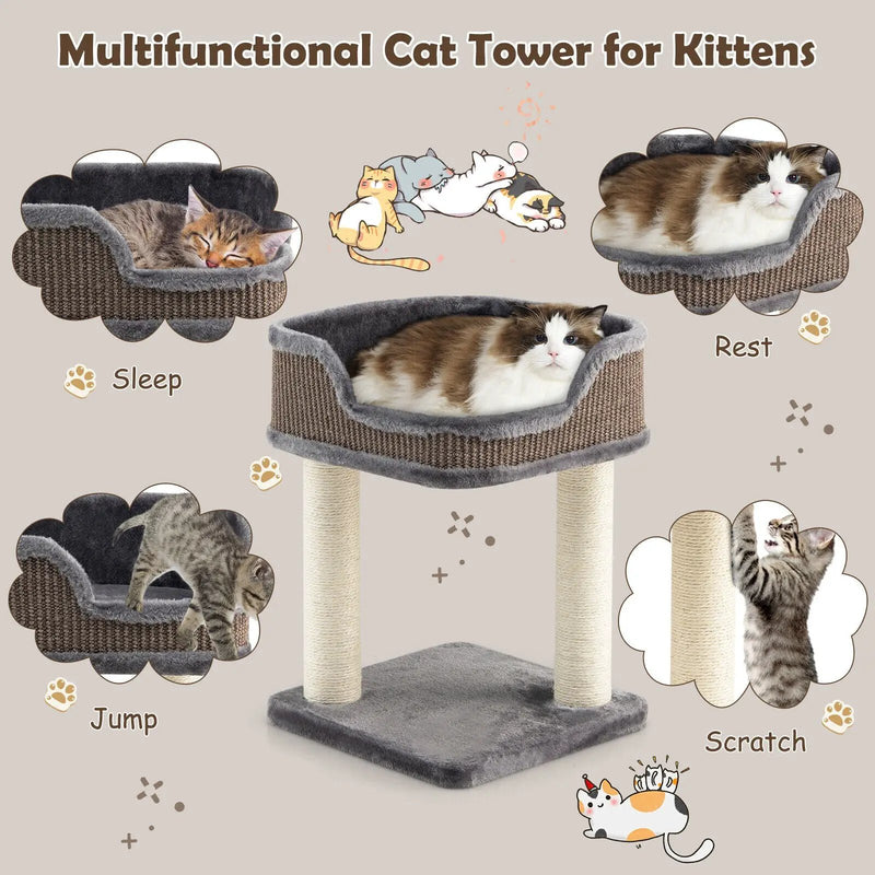 Multi-Level Cat Climbing Tree with Scratching Posts and Large Plush Perch by DirectDeals