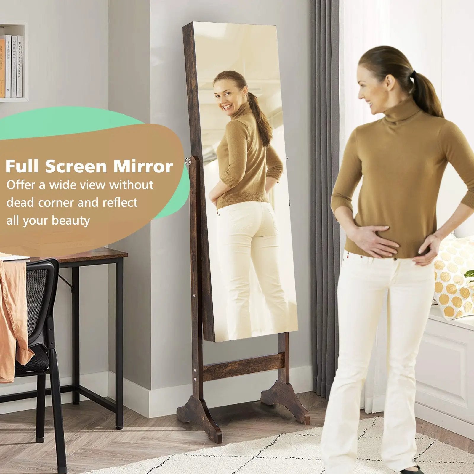 Standing Jewelry Cabinet with Full Length Mirror by DirectDeals