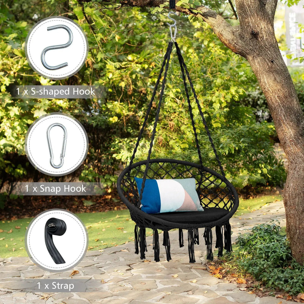 Cushioned Hammock Swing Chair with Hanging Kit, photo 5 of 24