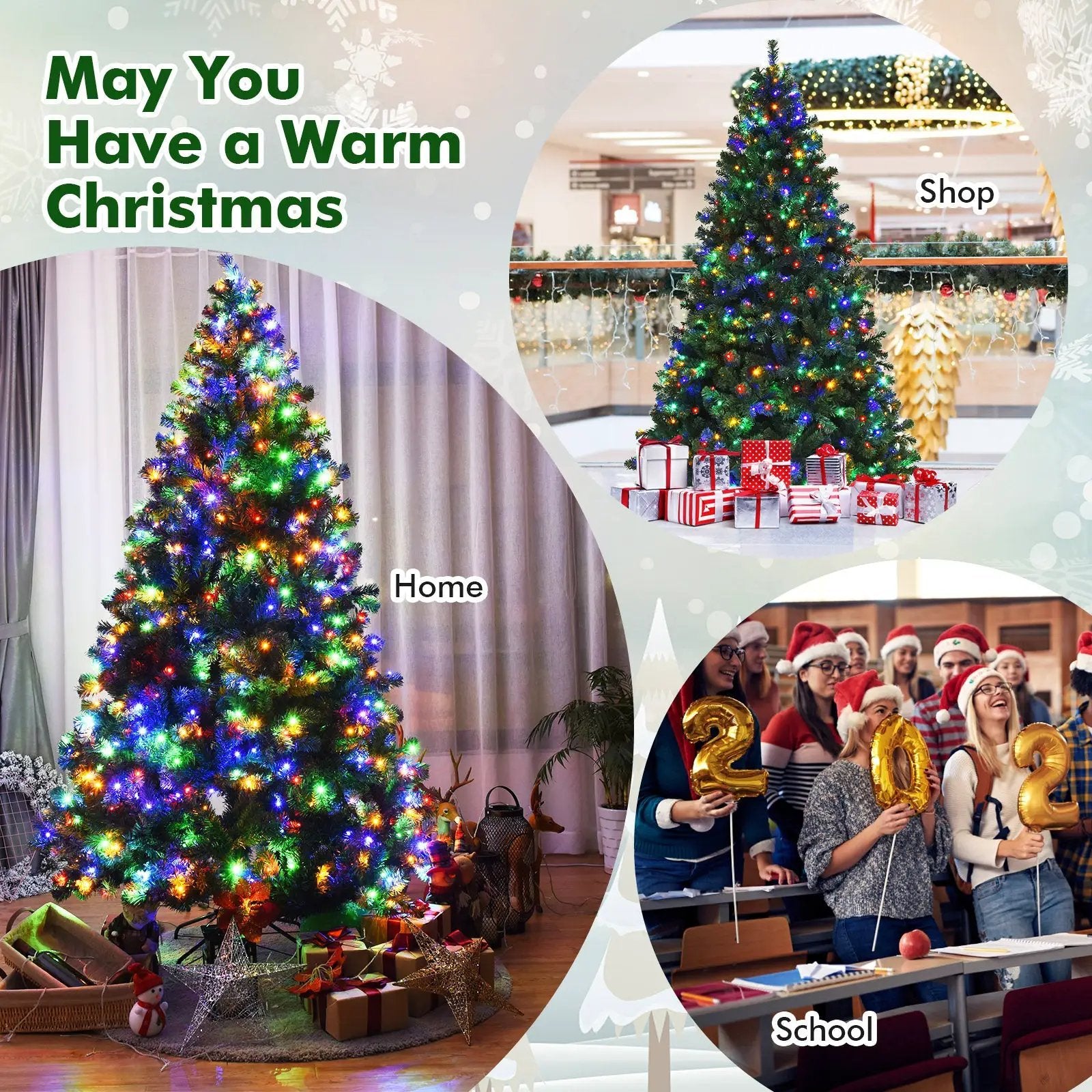 7.5 Feet Pre-Lit Artificial Spruce Christmas Tree with 550 Multicolor Lights for Festival by DirectDeals