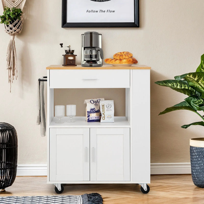 Rolling Kitchen Trolley with 3 Spice Racks Drawer and Open Shelf by DirectDeals