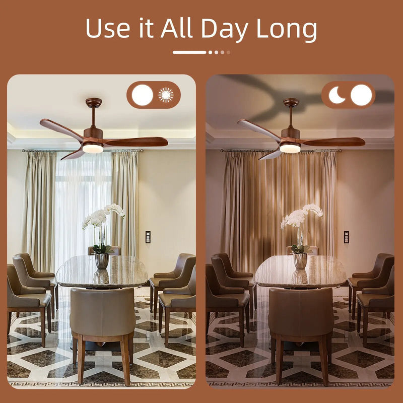 52 Inch Reversible Ceiling Fan with LED Light and Adjustable Temperature by DirectDeals