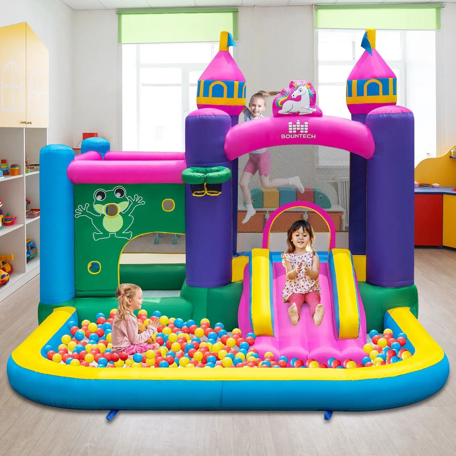 6-in-1 Kids Inflatable Unicorn-themed Bounce House with 735W Blower by DirectDeals