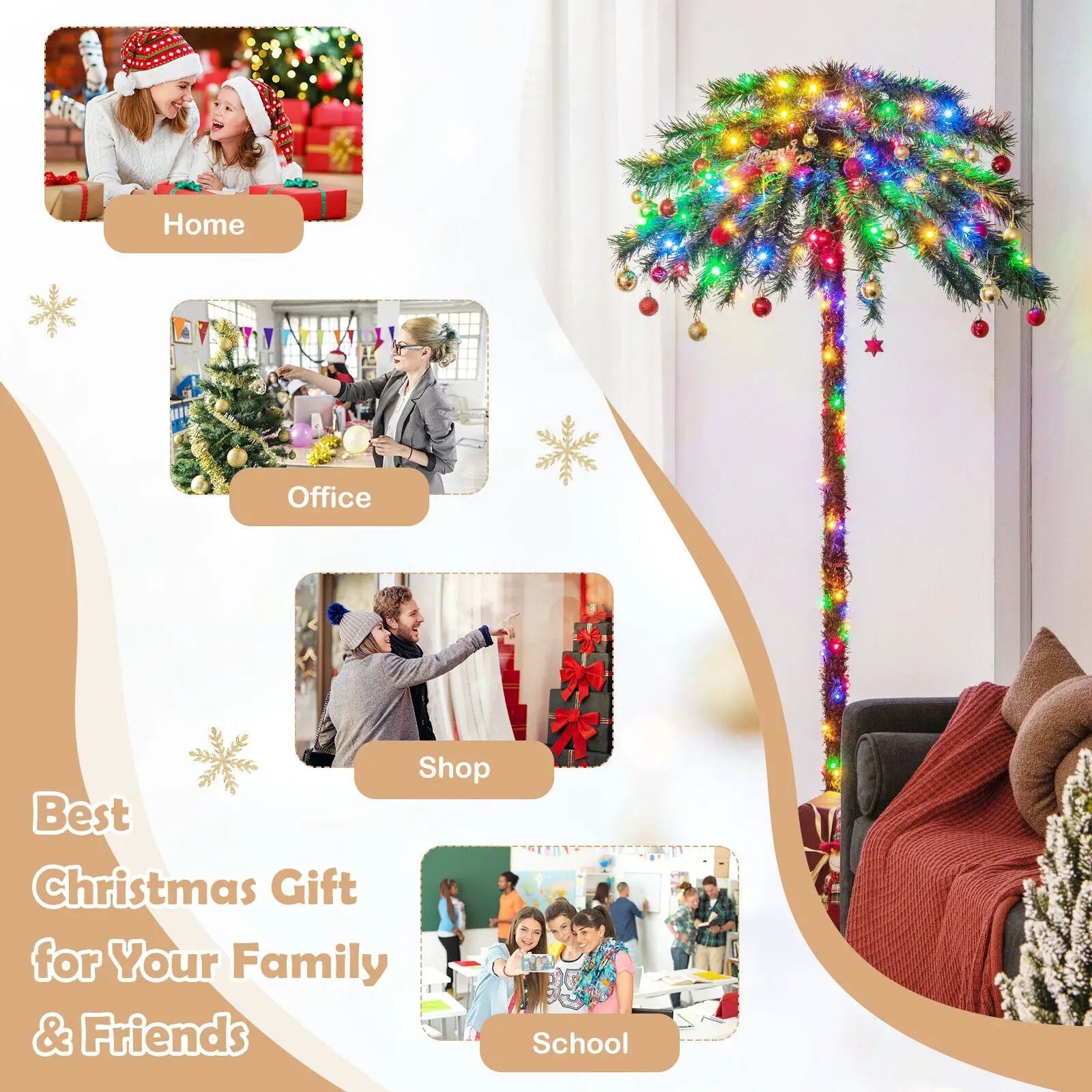6 Feet Pre-Lit Artificial Tropical Christmas Palm Tree with 210 Multi-Color Lights by DirectDeals