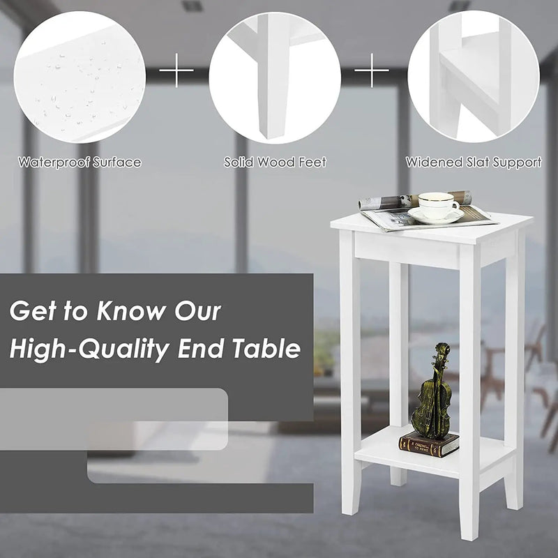 Set of 2 Versatile 2-Tier End Table with Storage Shelf by DirectDeals