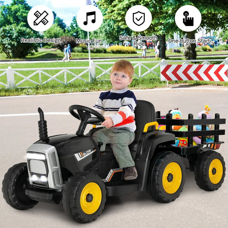 12V Ride on Tractor with 3-Gear-Shift Ground Loader for Kids 3+ Years Old by DirectDeals