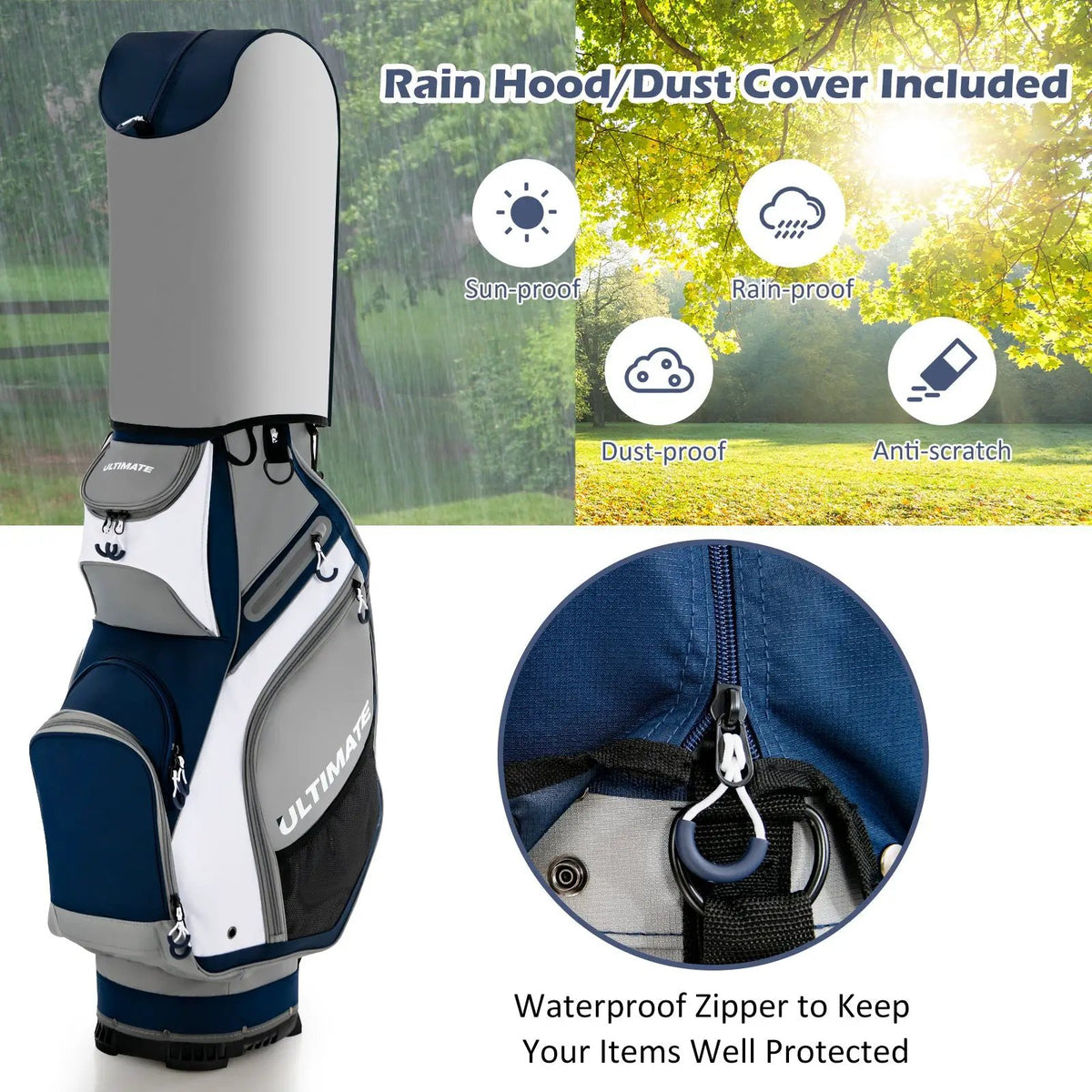 10.5 Inch Golf Stand Bag with 14 Way Dividers and 7 Zippered Pockets, photo 11 of 16