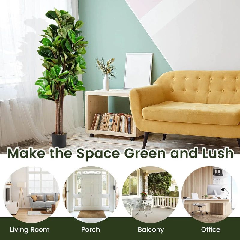 5 Feet Artificial Fiddle Leaf Fig Tree Decorative Planter by DirectDeals