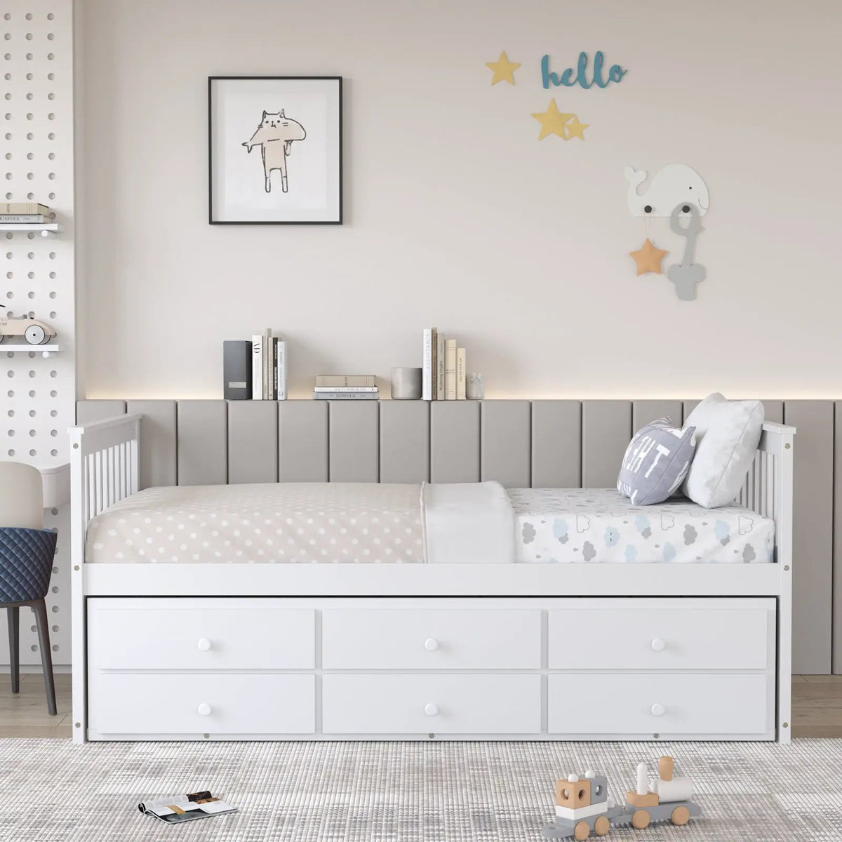 Twin Captain’s Bed with Trundle and 3 Storage Drawers, photo 6 of 10