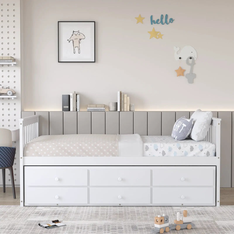Twin Captain’s Bed with Trundle and 3 Storage Drawers by DirectDeals