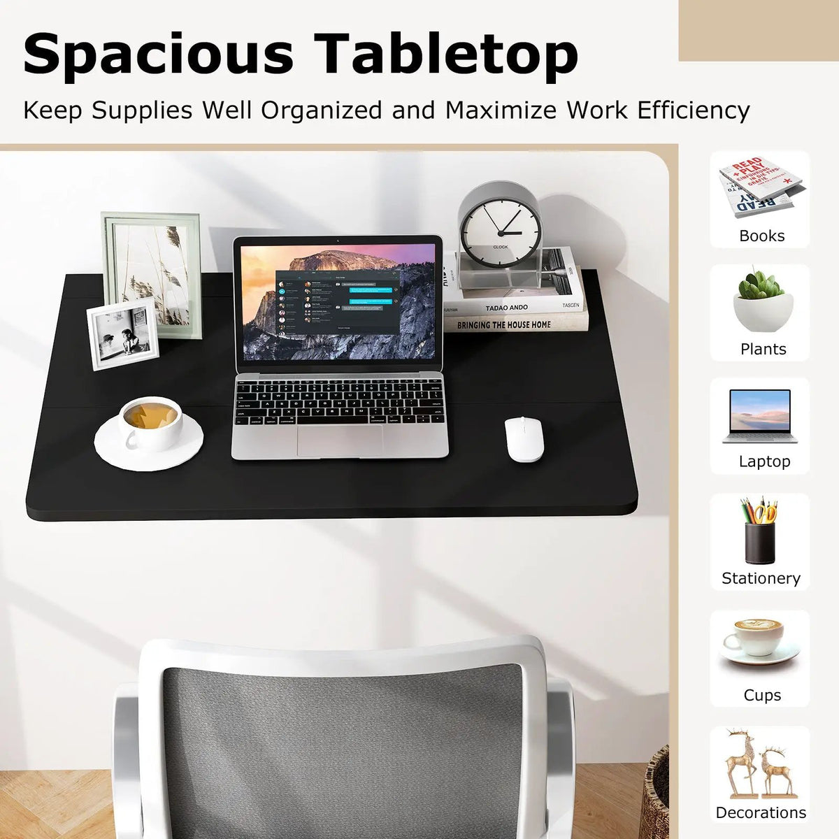 31.5 x 23.5 Inch Wall Mounted Folding Table for Small Spaces, photo 5 of 12