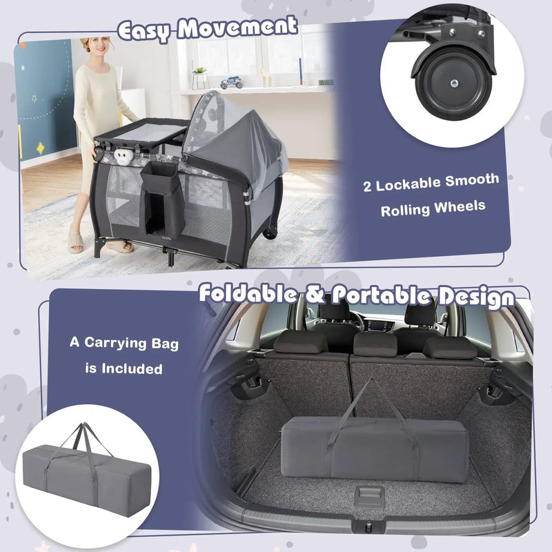 Portable Baby Nursery Center 4-in-1 Portable Travel Crib by DirectDeals
