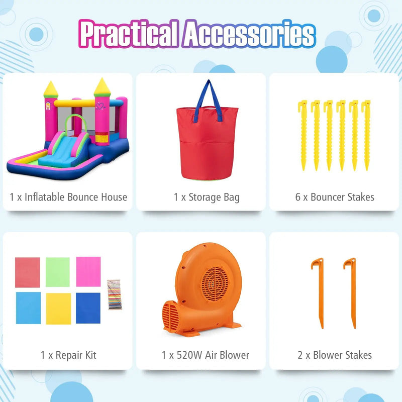 Inflatable Bounce House Cute Princess Bouncy Castle with 520W Blower by DirectDeals
