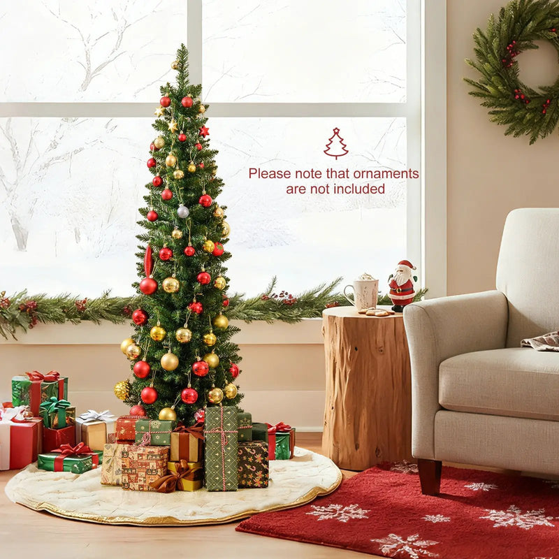5/6/7/8/9 Feet Pre-lit Pencil Artificial Christmas Tree with 150/180/200//300/400 Warm White LED Lights by DirectDeals
