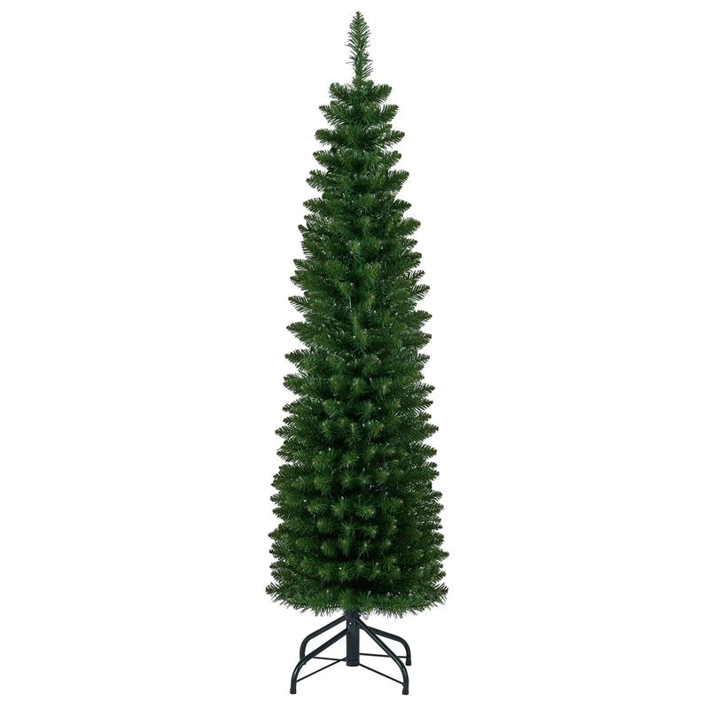 5/6/7/8/9 Feet Pre-lit Pencil Artificial Christmas Tree with 150/180/200//300/400 Warm White LED Lights by DirectDeals