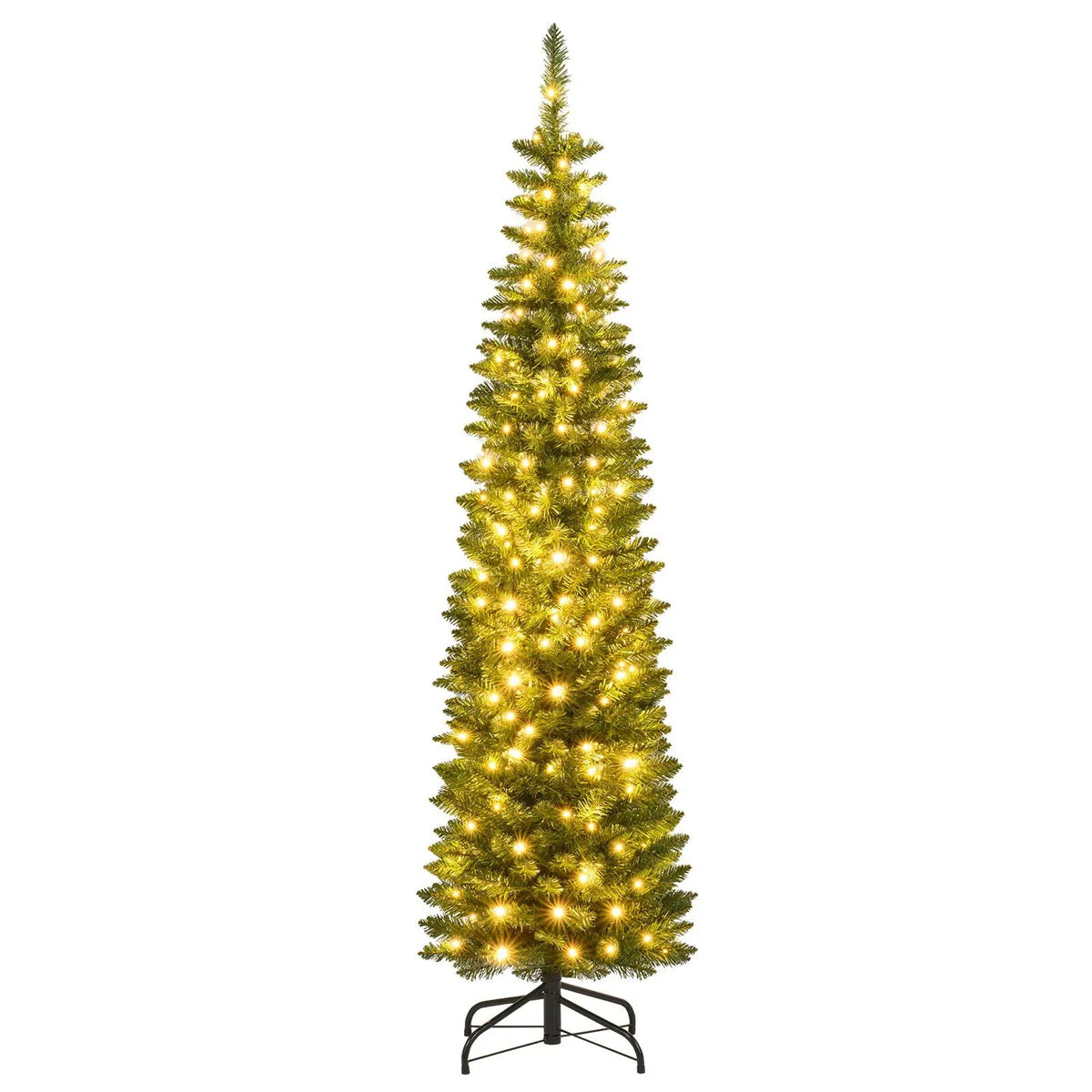 5/6/7/8/9 Feet Pre-lit Pencil Artificial Christmas Tree with 150/180/200//300/400 Warm White LED Lights, photo 12 of 40