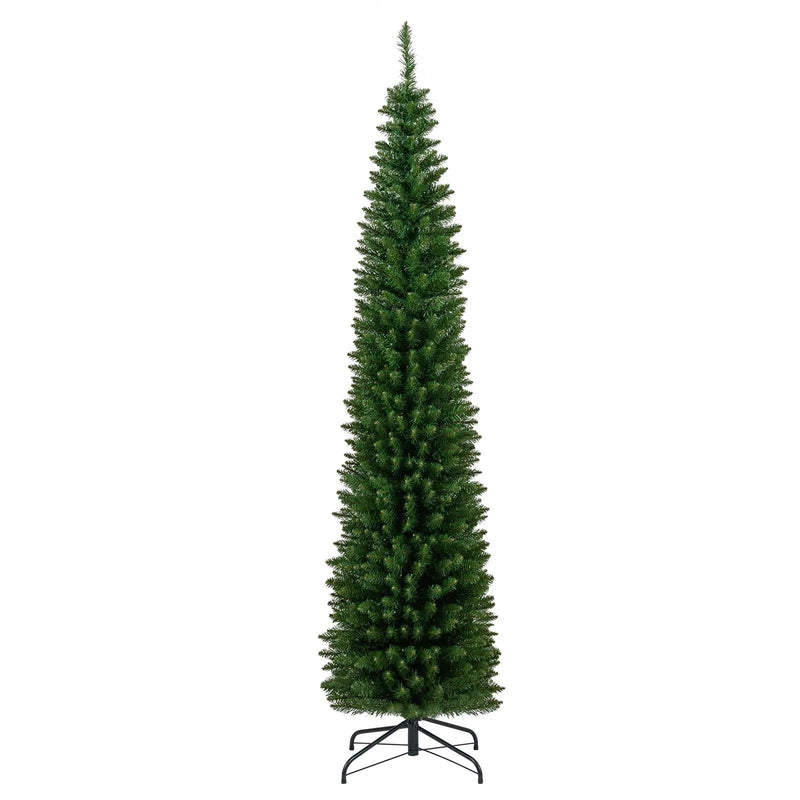 5/6/7/8/9 Feet Pre-lit Pencil Artificial Christmas Tree with 150/180/200//300/400 Warm White LED Lights by DirectDeals
