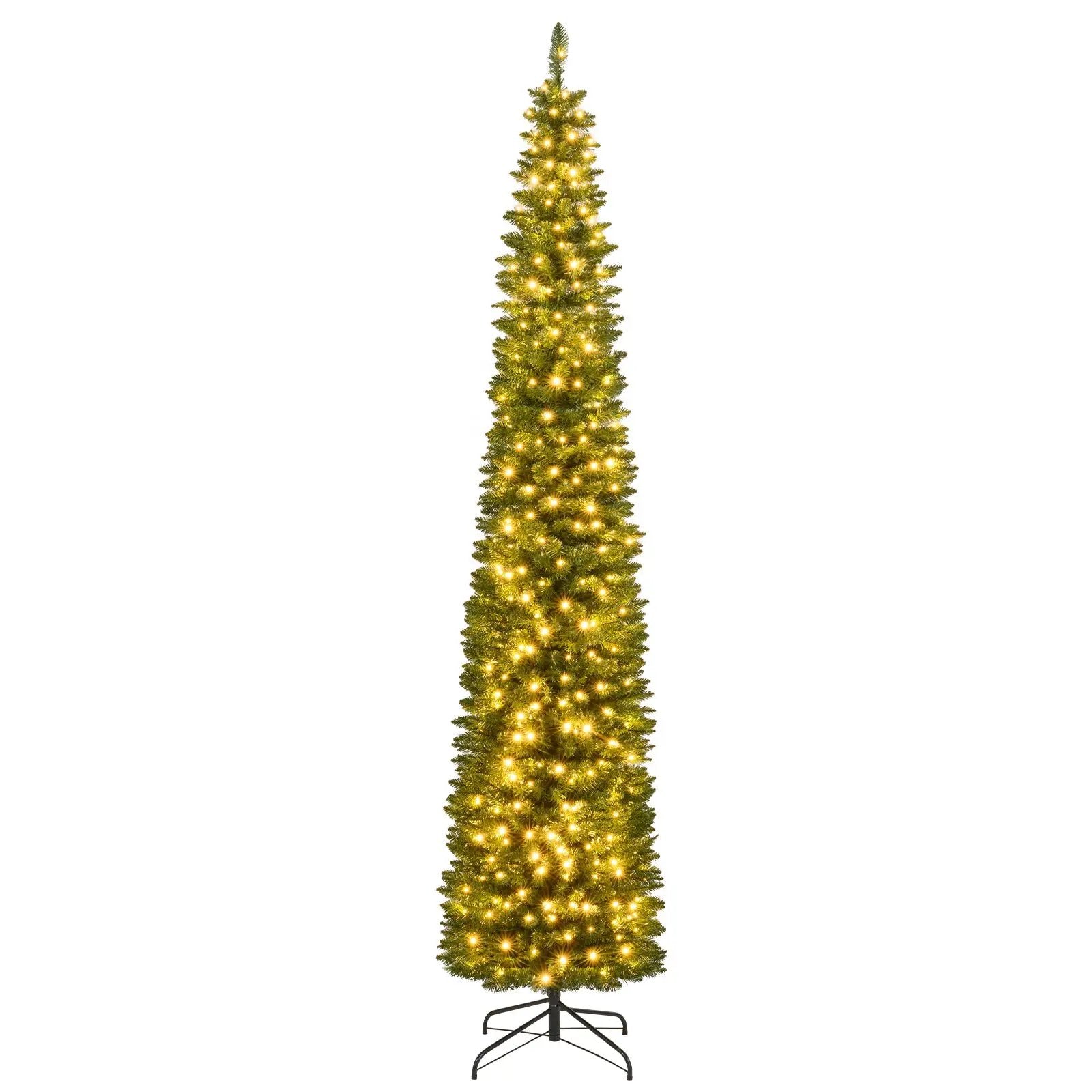 5/6/7/8/9 Feet Pre-lit Pencil Artificial Christmas Tree with 150/180/200//300/400 Warm White LED Lights by DirectDeals