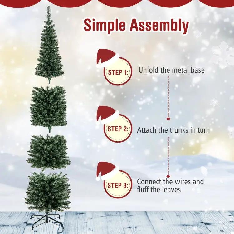 5/6/7/8/9 Feet Pre-lit Pencil Artificial Christmas Tree with 150/180/200//300/400 Warm White LED Lights, photo 37 of 40