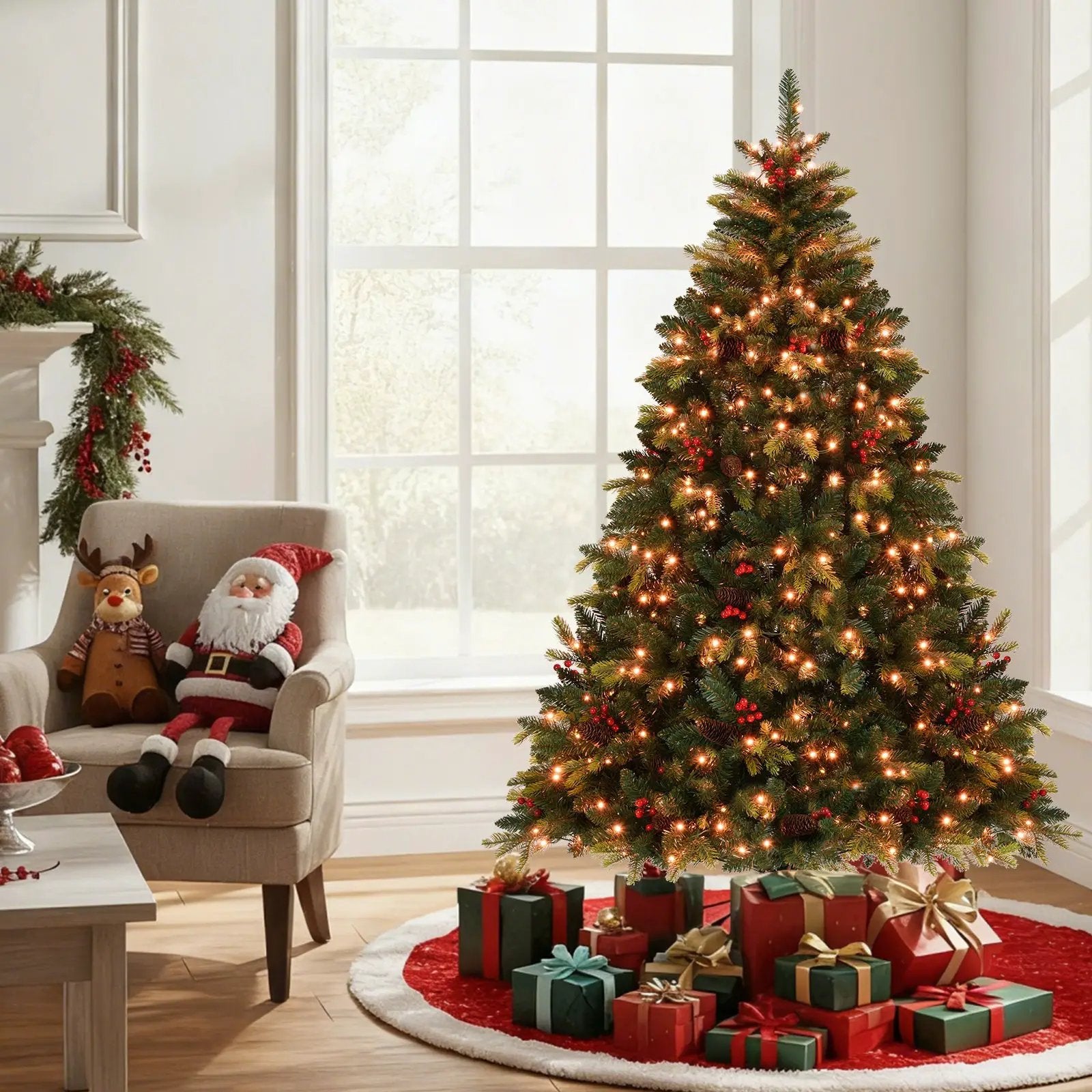 5/6/7/8 FT Artificial Christmas Tree with LED Lights and Remote APP Control by DirectDeals