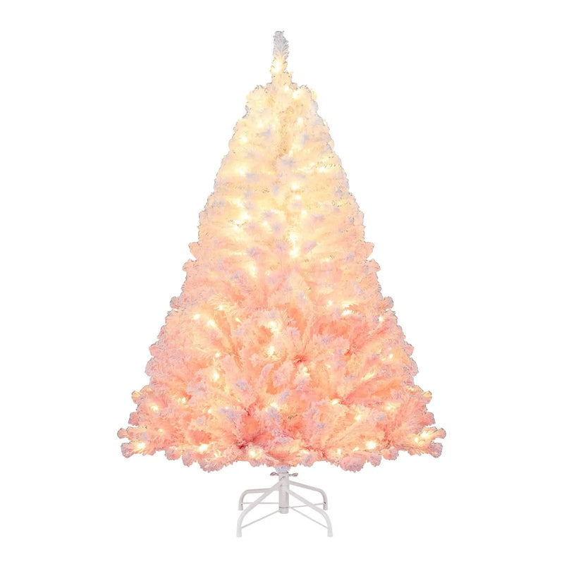 5/6/7/8 FT Artificial Christmas Tree with Warm White LED Lights and 8 Modes for Holiday by DirectDeals