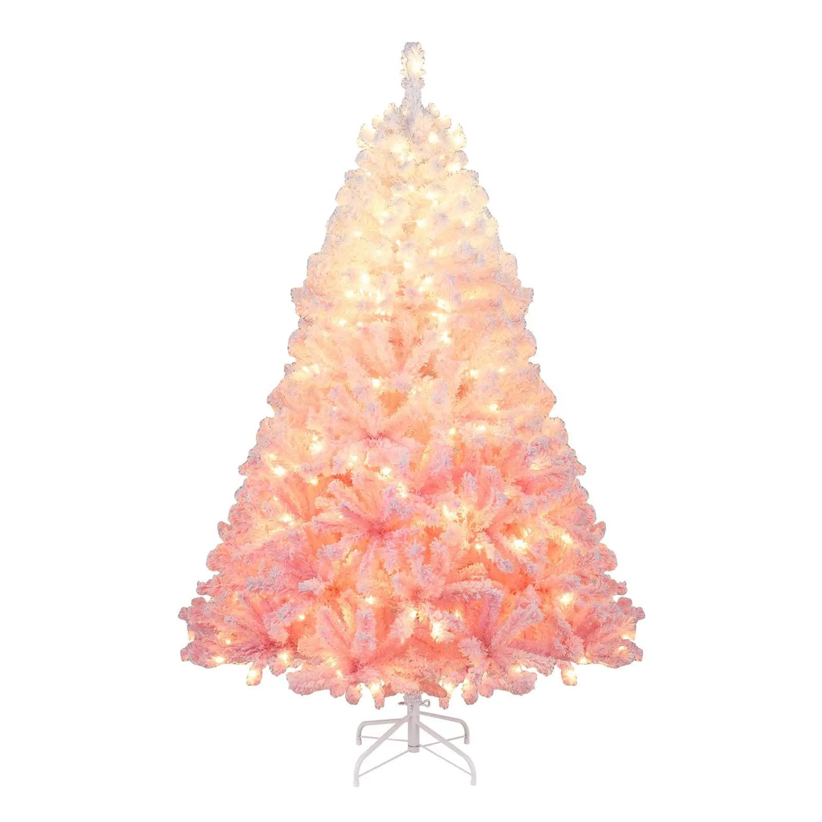 5/6/7/8 FT Artificial Christmas Tree with Warm White LED Lights and 8 Modes for Holiday by DirectDeals