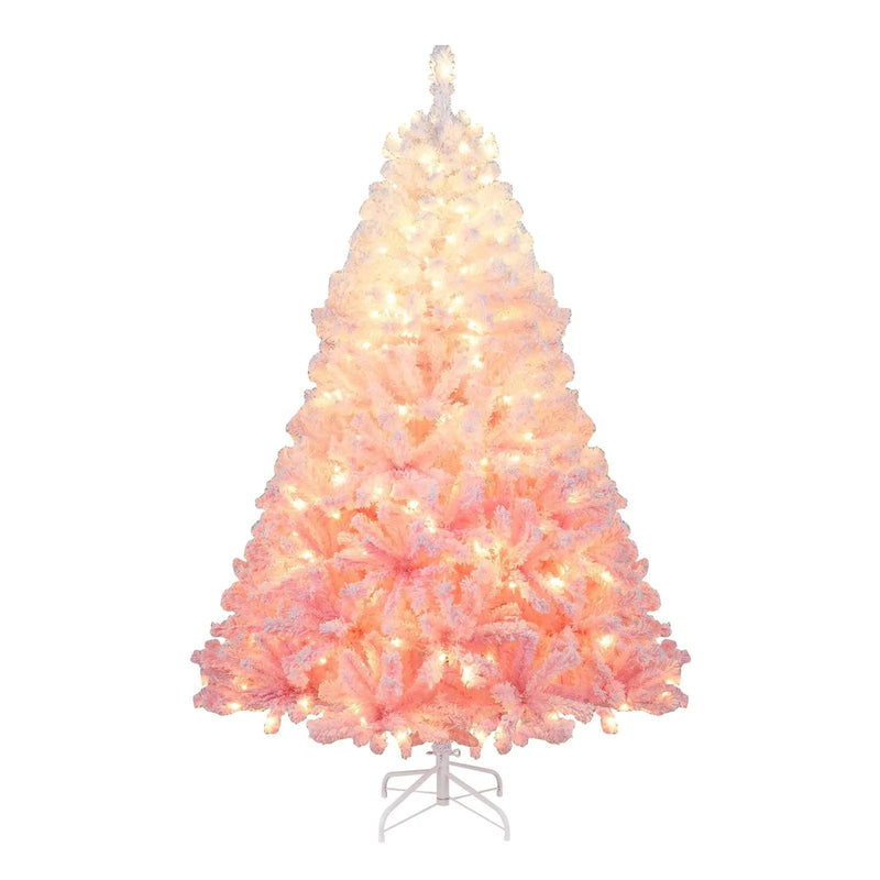 5/6/7/8 FT Artificial Christmas Tree with Warm White LED Lights and 8 Modes for Holiday by DirectDeals