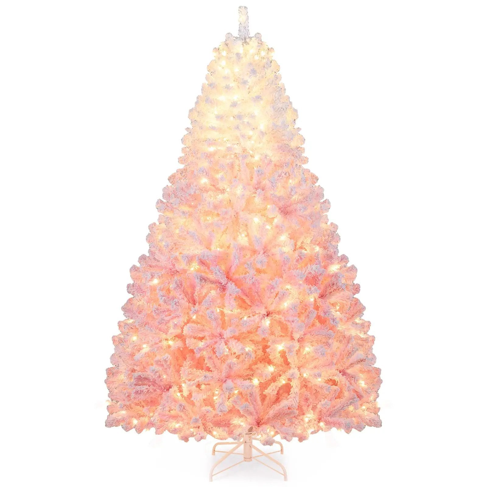 5/6/7/8 FT Artificial Christmas Tree with Warm White LED Lights and 8 Modes for Holiday by DirectDeals