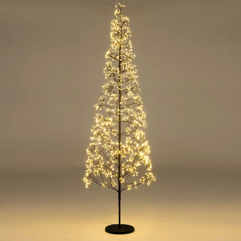 5/6/7 FT Lighted Alpine Tree with Warm White Light LED Lights Pre-lit Artificial Cedar Tree with Weighted Base by DirectDeals